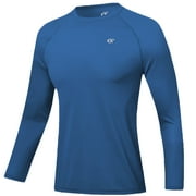Men's Rash Guard Long Sleeve Shirt UPF 50 Sun Protection Quick Dry Moisture Wicking Lightweight for Swimming Surfing Outdoor Dark Blue L